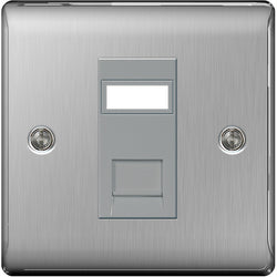 BG Nexus Metal Brushed Steel 1 Gang Ethernet Socket - NBSRJ451