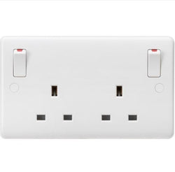 Knightsbridge 13A 2G DP Switched Socket with twin earths and outboard rockers - White - CU9001