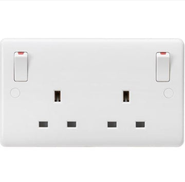 Knightsbridge 13A 2G DP Switched Socket with twin earths and outboard rockers - White - CU9001