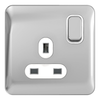 Schneider LSD 1G 13A Double Pole Switched Socket White Insert Polished Chrome - GGBL3010DWPC