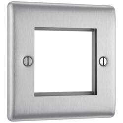 BG Nexus Metal Twin Euro Module Blanking Plate - Brushed Steel - NBSEMS2