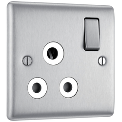 BG Nexus Metal Brushed Steel Wh 15A, 1G Sw Skt - NBS99W