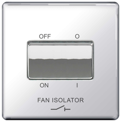 BG Screwless Flatplate Polished Chrome Triple Pole Fan Isolator Switch, 10A - FPC15