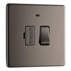 BG Screwless Flatplate Black Nickel Switched 13A Fused Connection Unit, With Power Indicator - FBN52
