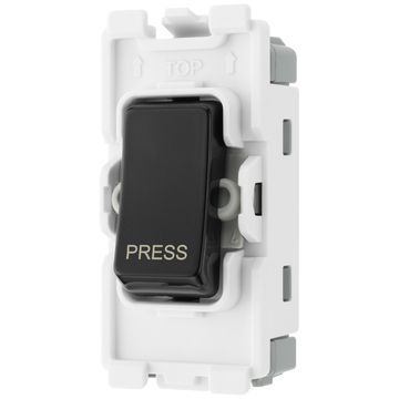 BG Evolve Grid 20AX Single Pole 2-Way Retractive Switch (PRESS) - Black - RPCDB14