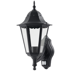 Luceco Coach 6 Panel Extended Outreach Outdoor E27/GLS Wall Lantern with PIR - Black - LEXDCL6PBL