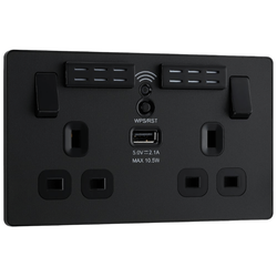 BG Evolve Matt Black Wifi Extender Double Switched 13A Power Socket + 1 X USB (2.1A) - PCDMB22UWRB