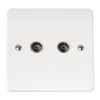 Click Scolmore Mode 1 Gang Coaxel Twin Socket Outlit Polar White - CMA066