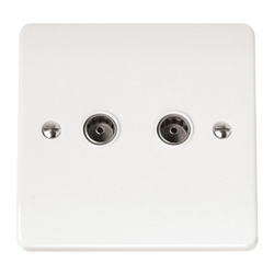 Click Scolmore Mode 1 Gang Coaxel Twin Socket Outlit Polar White - CMA066