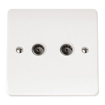 Click Scolmore Mode 1 Gang Coaxel Twin Socket Outlit Polar White - CMA066