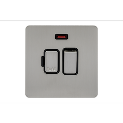 Schneider USFP 13A Switched Fused Spur & Neon Black Insert Stainless Steel - GU5411BSS