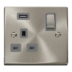Click Scolmore Deco Ingot 1 Gang 13A 1x USB-A 2.1A Switched Socket - VPSC571UGY