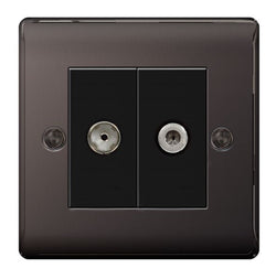BG Nexus Metal Black Nickel Single Socket For Tv Or Fm Co-Axial Aerial And Satellite Connection - NBN65