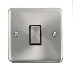 Click Scolmore Deco Plus Satin Chrome 1 Gang Plate Switch 10A With Black Ingot - DPSC425BK