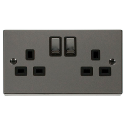 Click Scolmore Deco 13A 2 Gang Plug Socket - VPBN536BK