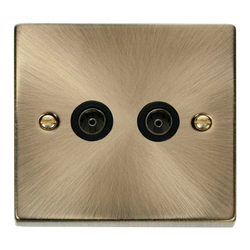 Click Scolmore Deco 2 Gang Non-Isolated Co-Axial Socket - VPAB066BK