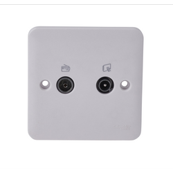 Schneider LWM Double Coaxial Socket With Radio and TV Connector White - GGBL7020