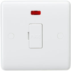 Knightsbridge Curved Edge 13A Fused Spur Unit with Neon - White - CU6000N