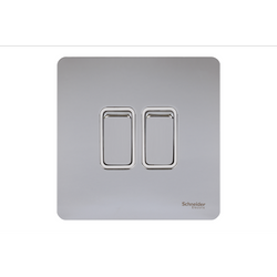 Schneider USFP 16AX 2G 2W Switched White Insert - Polished Chrome - GU1422WPC
