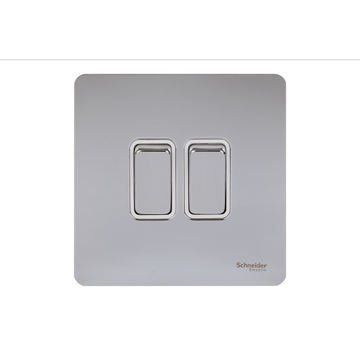 Schneider USFP 16AX 2G 2W Switched White Insert - Polished Chrome - GU1422WPC