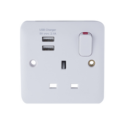 Schneider LWM Plug Socket 2x USB SP 2.1A White - GGBL30102USBAS