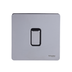 Schneider USFP 20A Double Pole Switched Black Insert Polished Chrome - GU2410BPC