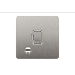 Schneider USFP 13A Unswitched Fused Spur & Flex Outlet White Insert Stainless Steel - GU5403WSS