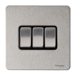 Schneider USFP 16AX 3G 2W Switched Black Insert - Stainless Steel - GU1432BSS