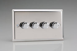 Varilight V-Pro 4 Gang Dimmer 250W - Classic Mirror Chrome - JCDP254
