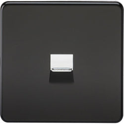Knightsbridge Screwless Telephone Extension Socket - Matt Black with Chrome Shutter - SF7400MB