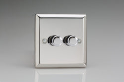 Varilight Classic 2 Gang 1or 2 Way 2x400W Dimmer Switch - Mirror Chrome - HC83