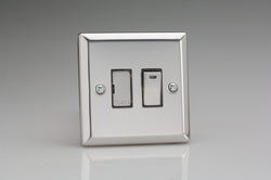 Varilight Classic Switch Fused Spur + Neon with Decorative Insert Single XC6ND - Polished Chrome - XC6ND