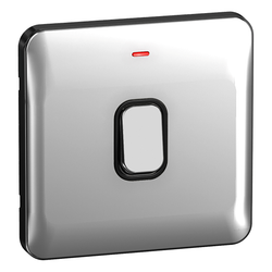Schneider LSD 20AX Double Pole Switch LED Ind Black Insert - Polished Chrome - GGBL2011BPC