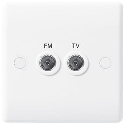 BG Nexus White 2 Gang TV Aerial / FM Socket - 866