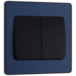 BG Evolve Matt Blue Double Light Switch 20A 16AX 2 Way Wide Rocker - PCDDB42WB