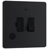 BG Evolve Matt Black Switched 13A Fused Spur Unit With Power LED Indicator And Flex Outlet - PCDMB52B
