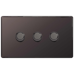 BG Nexus Flatplate Screwless Black Nickel 4 Gang 2 Way Intelligent Leading Edge Dimmer Switch Push On/Off  - FBN84P