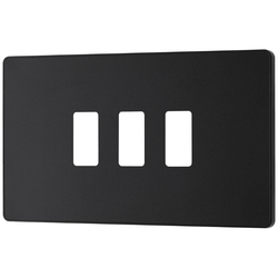 BG Evolve 3 Gang Grid Front Plate - Matt Black (Black) - RPCDMB3B