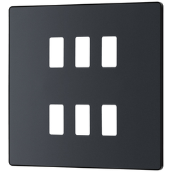 BG Evolve 6 Gang Grid Front Plate - Matt Grey (Black) - RPCDMG6B