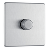 BG Screwless Flatplate Brushed Steel Single Intelligent Led Dimmer Switch, 2-Way Push On/Off - FBS81