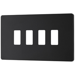 BG Evolve 4 Gang Grid Front Plate - Matt Black (Black) - RPCDMB4B