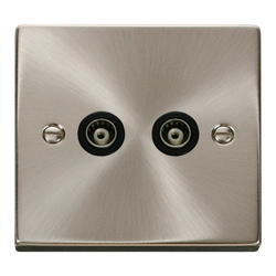 Click Scolmore Deco  2 Gang Isolated Co-Axial Socket - VPSC159BK