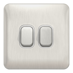 Schneider LSD 10AX 2G 2W Switch White Insert - Stainless Steel - GGBL1022WSS