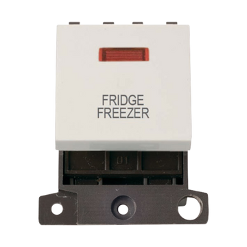 Click Scolmore MiniGrid 20A Double-Pole Ingot & Neon Fridge Freezer Switch White - MD023PW-FF