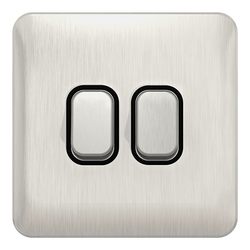 Schneider LSD 10AX 2G 2W Switch Black Insert - Stainless Steel - GGBL1022BSS