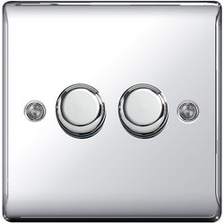 BG Nexus Metal Polished Chrome 2 Gang 2 Way Dimmer Switches - NPC82P