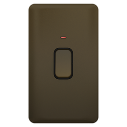 Schneider LSD 2G 50A Double Pole Rocker Switch LED Indicator Black Insert Mocha Bronze - GGBL4021BMB