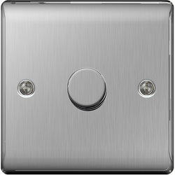 BG Nexus Metal Brushed Steel 1 Gang 2 Way Dimmer Switches - NBS81P