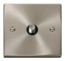 Click Scolmore Deco Satin Chrome 1 Gang Satellite Outlet With Black - VPSC156BK
