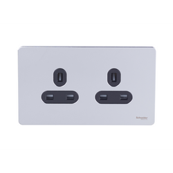 Schneider USFP 13A Single Pole 2G Unswitched Socket Black Insert Polished Chrome - GU3460BPC